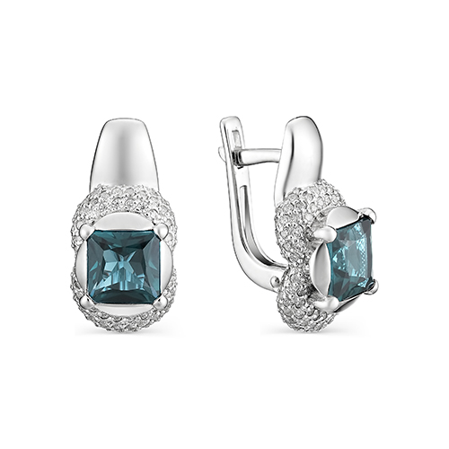 

Серьги женские из серебра АЛЬКОР 02-0800/0НСЛ-00 ситал/фианит, 02-0800/0НСЛ-00