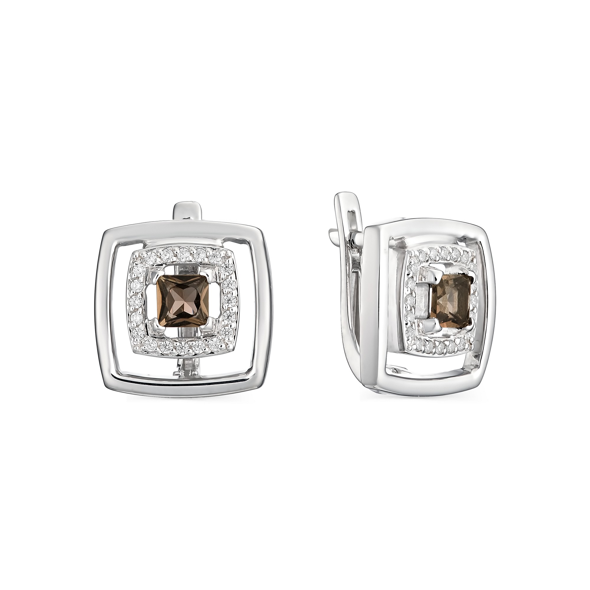 

Серьги женские из серебра АЛЬКОР 02-0768/00РТ-00 раухтопаз/фианит, 02-0768/00РТ-00