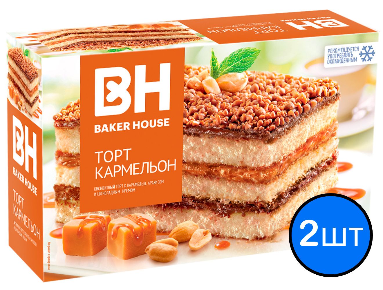

Торт "Кармельон" бисквитный трехслойный "Baker House" 350г х 2шт