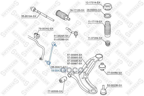 

56-00422-Sx_Тяга Стабилизатора Переднего Правая Kia Soul 08>