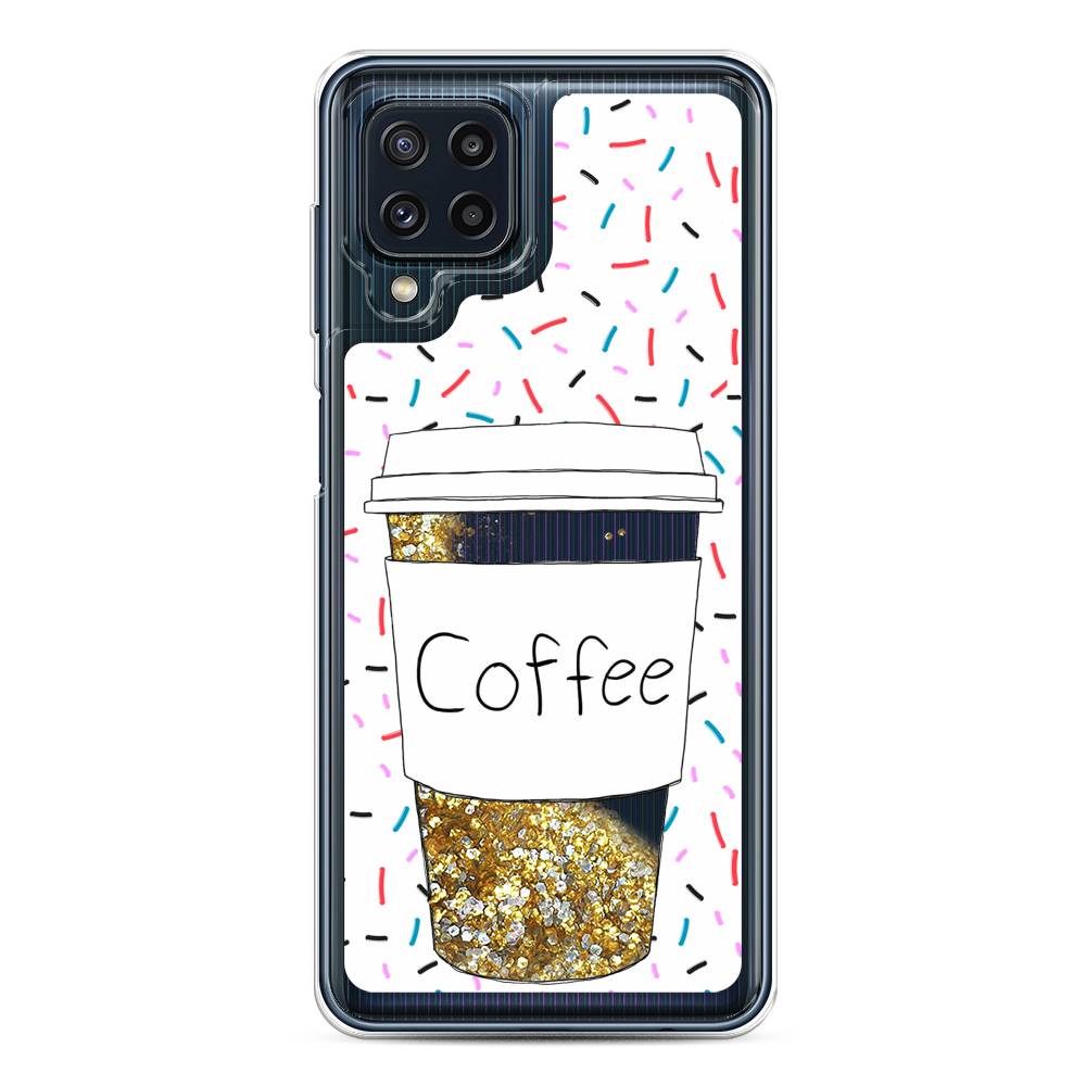 фото Жидкий чехол с блестками "coffee прозрачный стакан" на samsung galaxy m32 awog