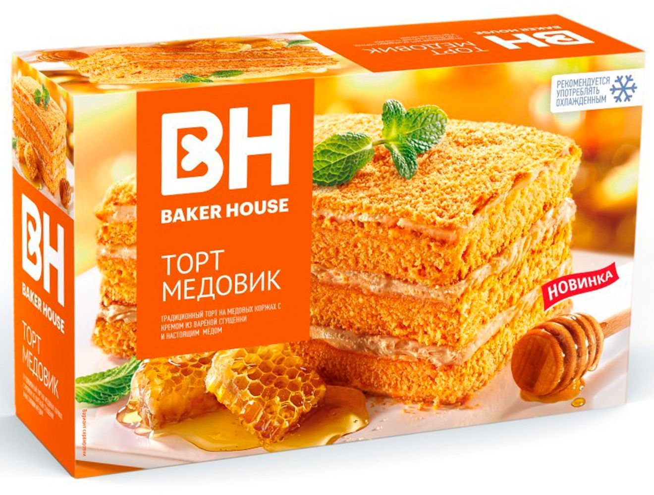 

Торт "Медовик" бисквитный трехслойный "Baker House" 350г