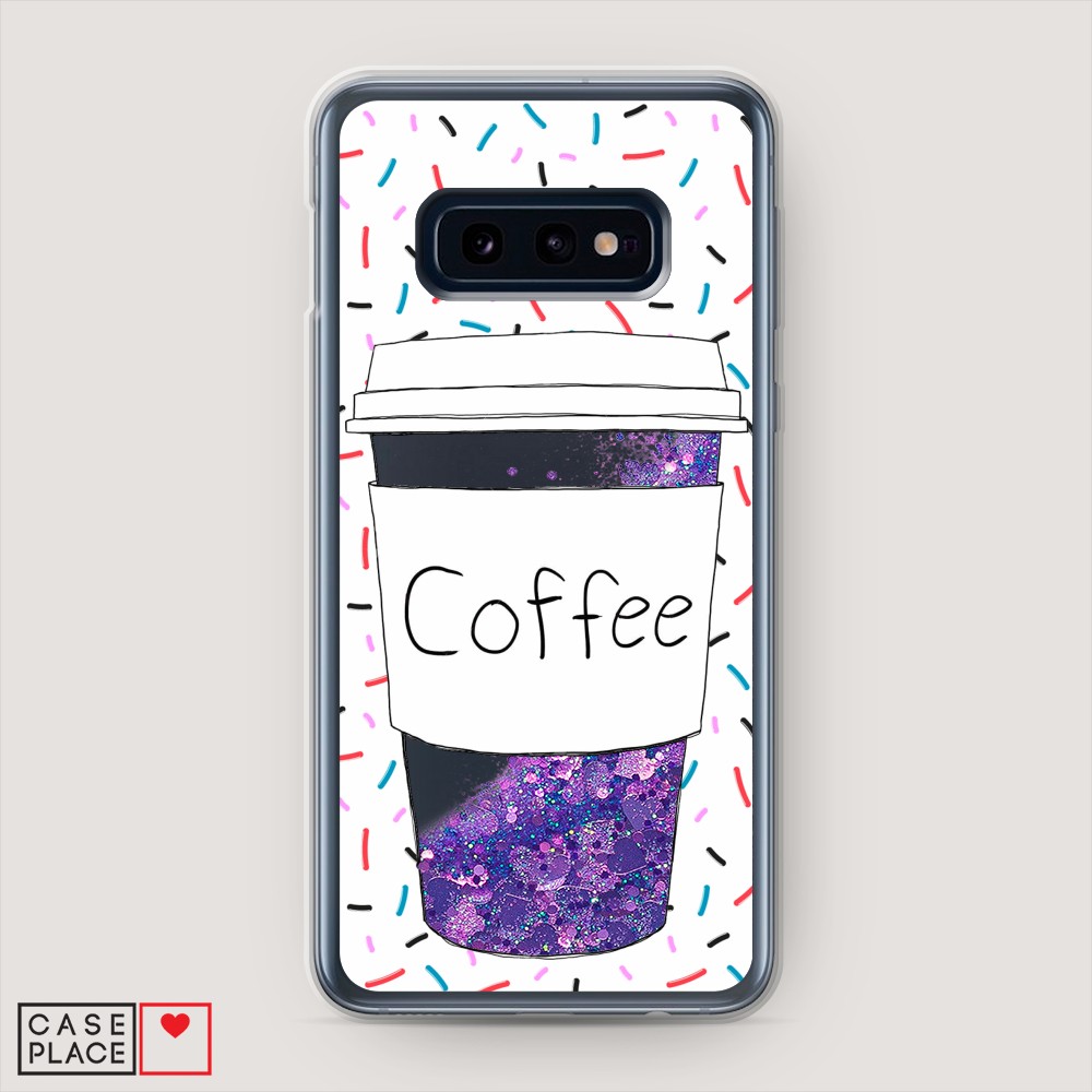 фото Жидкий чехол с блестками "coffee прозрачный стакан" на samsung galaxy s10e awog