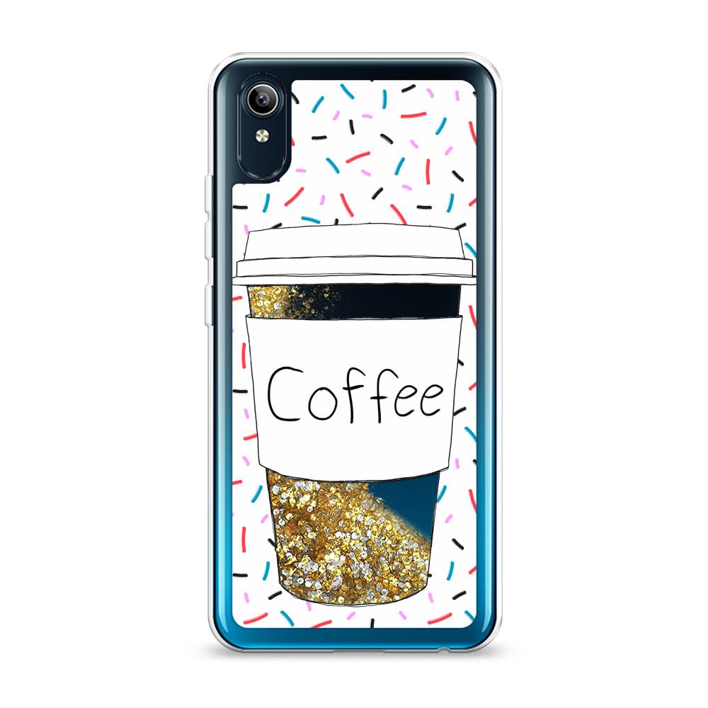 

Жидкий чехол с блестками "Coffee прозрачный стакан" на Vivo Y91c, 262890-1