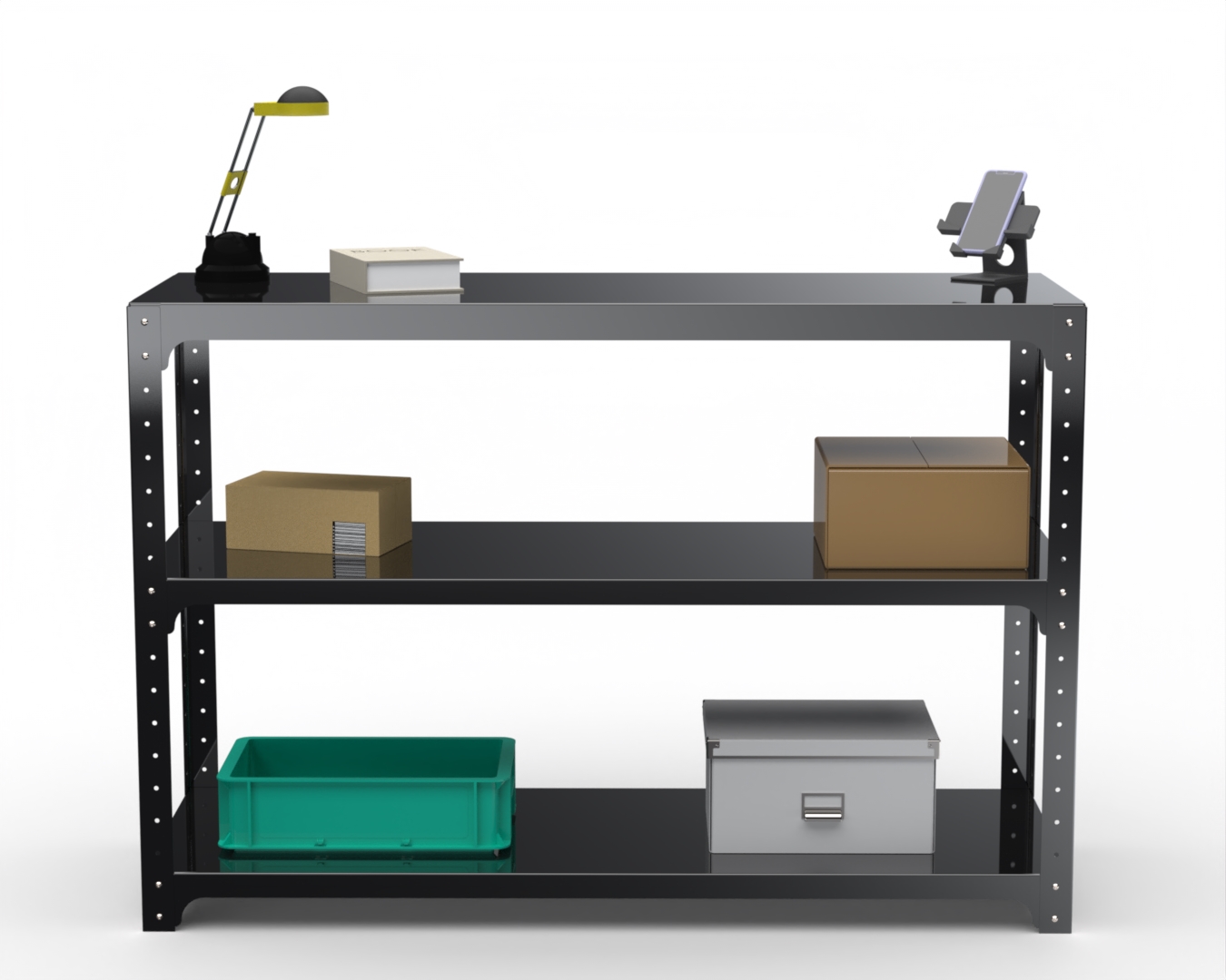 

Стол-верстак Metalex серия KIT 950х1500х500 (две полки) (чёрный)