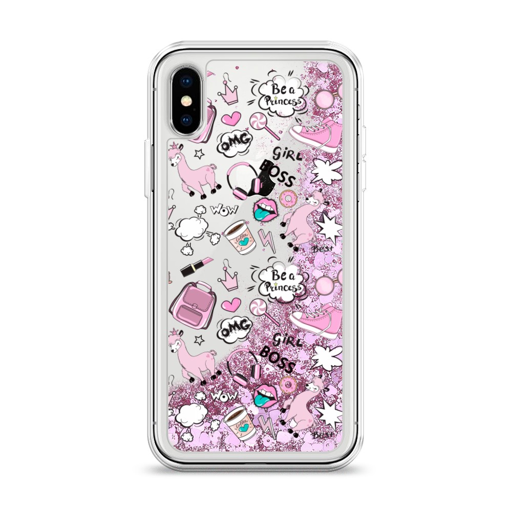 

Жидкий чехол с блестками "Стильная лама" на Apple iPhone X (10), 11094-1