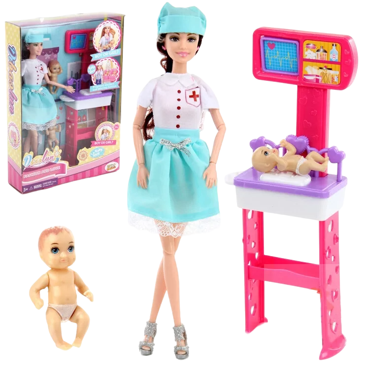 Кукла Veld Детский врач с пупсиком и аксессуарами 33 см veld co кукла врач с аксессуарами