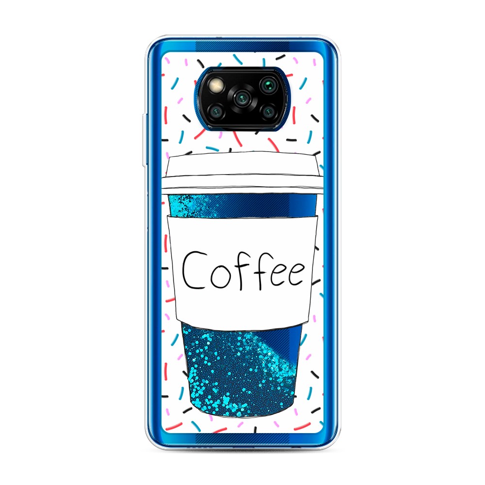 

Жидкий чехол с блестками "Coffee прозрачный стакан" на Xiaomi Poco X3 NFC, 39293-1