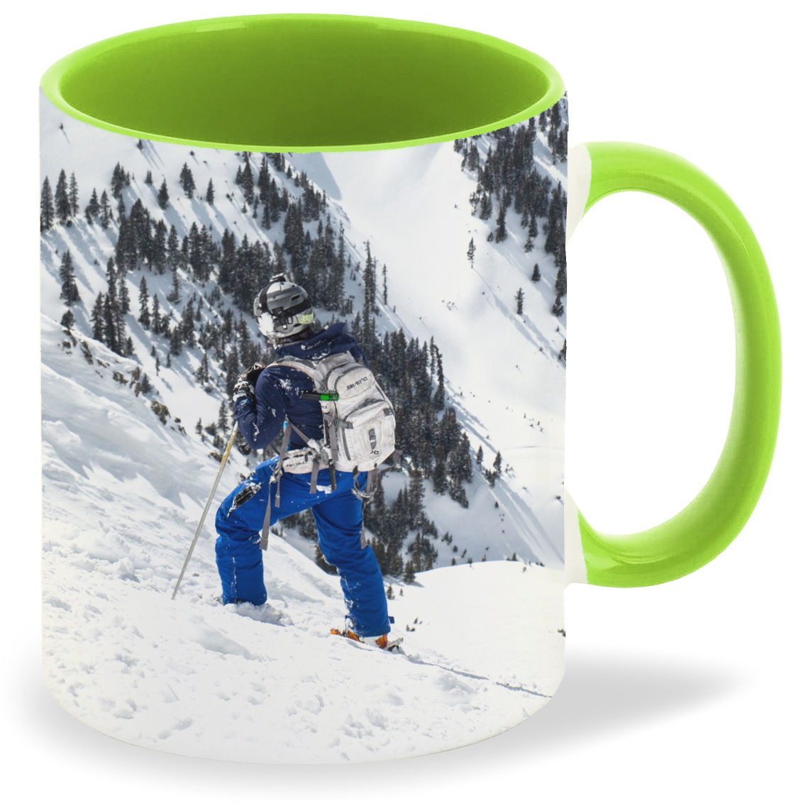 фото Кружка coolpodarok лыжи лыжник гора снег синий костюм стоит