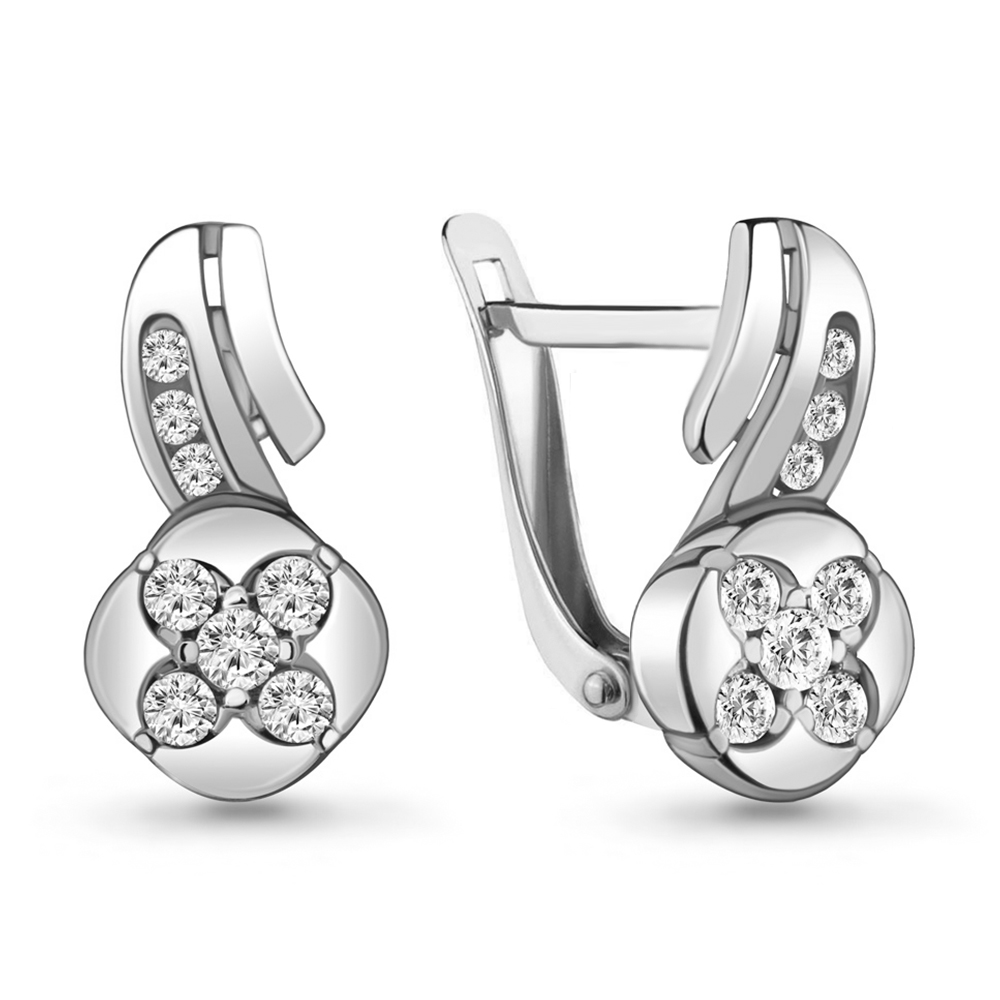 

Серьги из серебра с фианитом Aquamarine 48074А_925_р, 48074А_925_р
