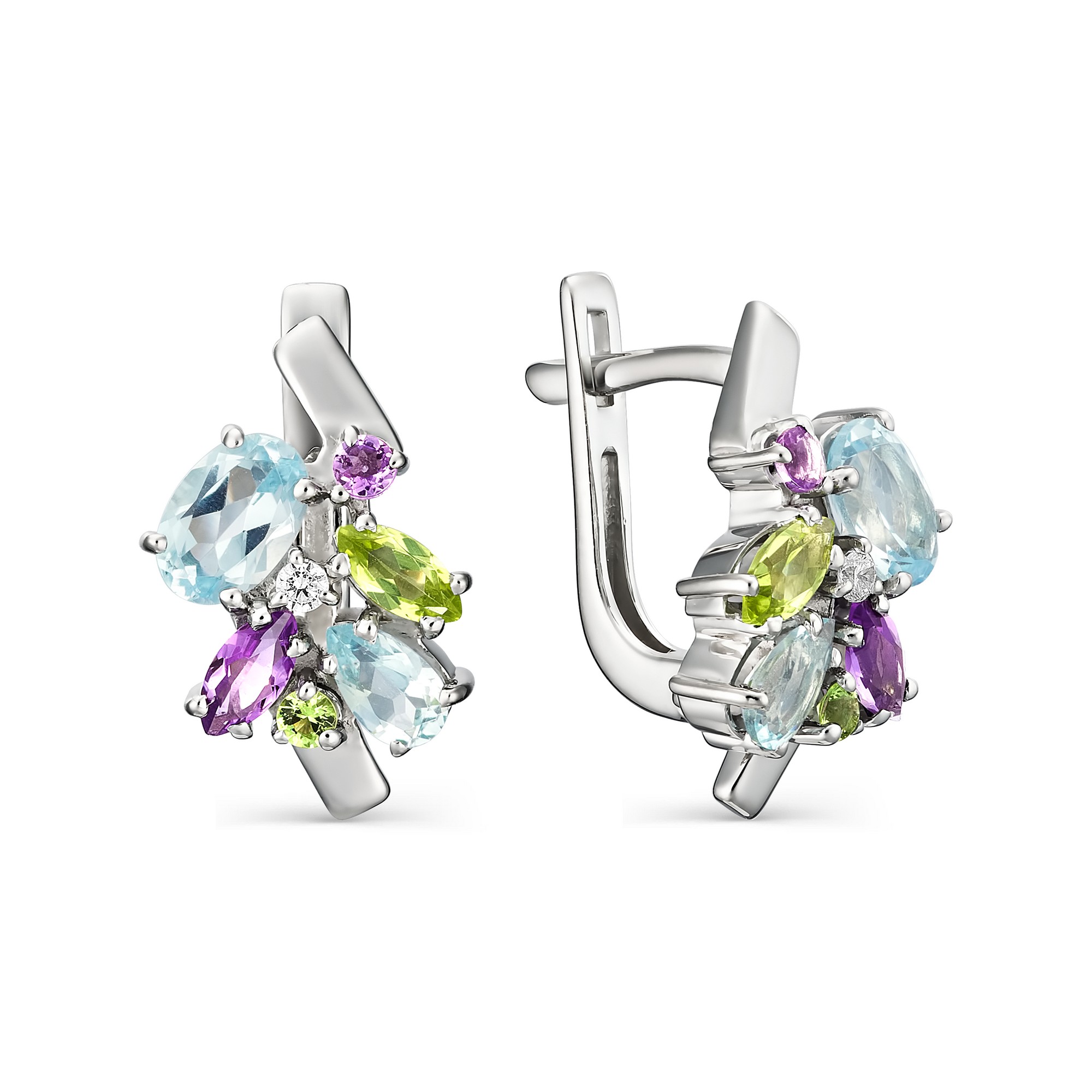 

Серьги женские из серебра АЛЬКОР 02-0874/00М5-00 топаз/аметист, 02-0874/00М5-00