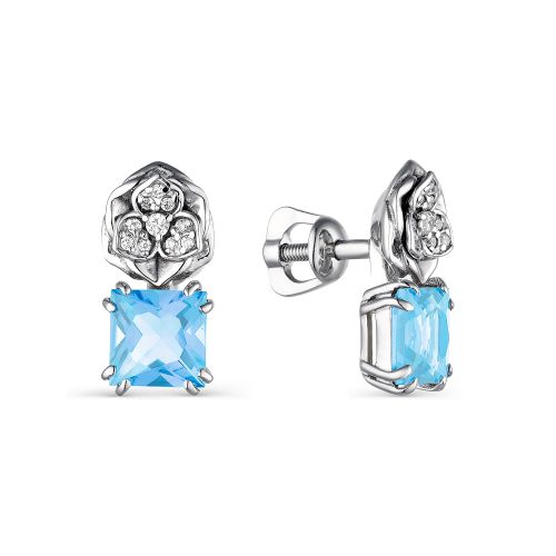 

Серьги женские из серебра АЛЬКОР 02-0470/00ТБ-00 топаз/фианит, 02-0470/00ТБ-00