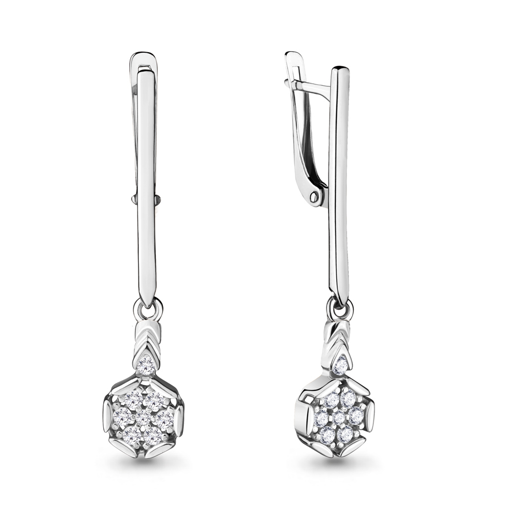 

Серьги подвески из серебра с фианитом Aquamarine 48085А_925_р, 48085А_925_р