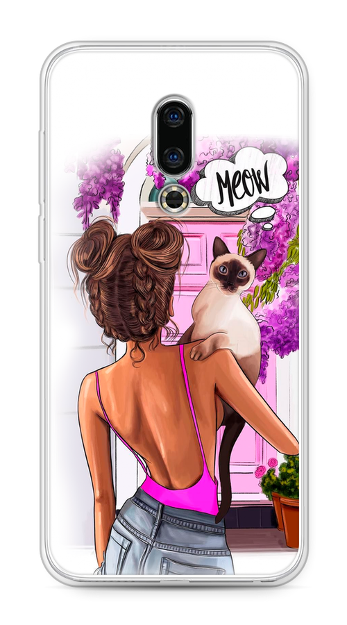 

Чехол Awog на Meizu 16th "Девушка с кошкой", Фиолетовый;розовый;коричневый, 72750-7