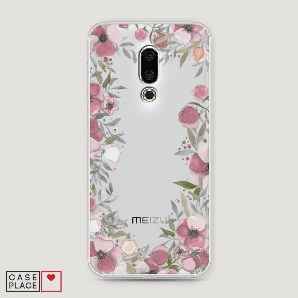 фото Чехол awog "розовая цветочная рамка" для meizu 16th