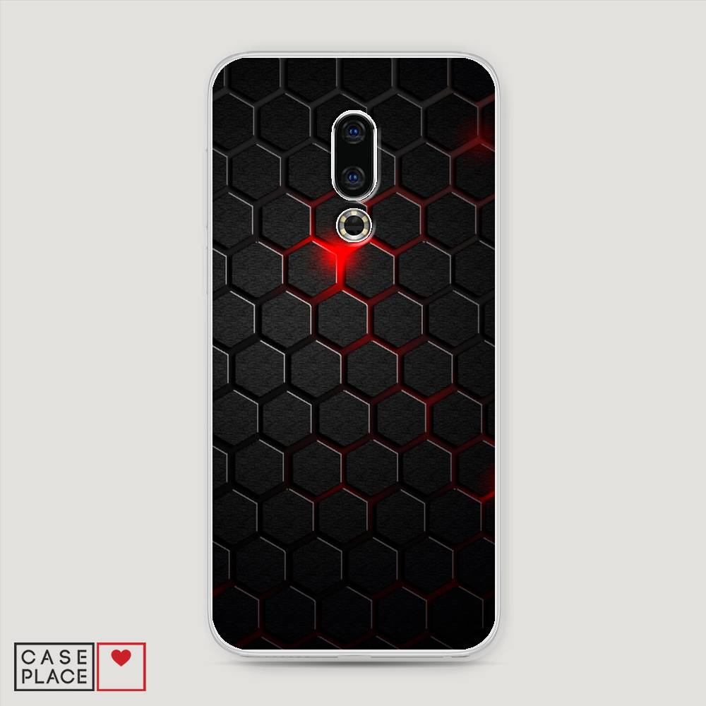 фото Чехол awog "фон соты красные" для meizu 16th