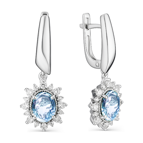 

Серьги женские из серебра АЛЬКОР 02-1167/00ТБ-00 топаз/фианит, 02-1167/00ТБ-00