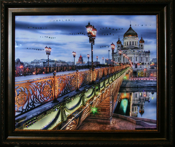 

Картина с кристаллами Патриарший мост 1590 61х51 см, картина на стекле
