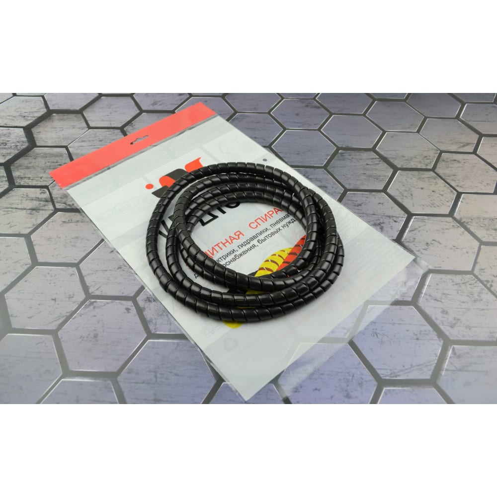 Защитная пластиковая спираль Урдюга d12мм черная пакет 2м URСП12Ч02