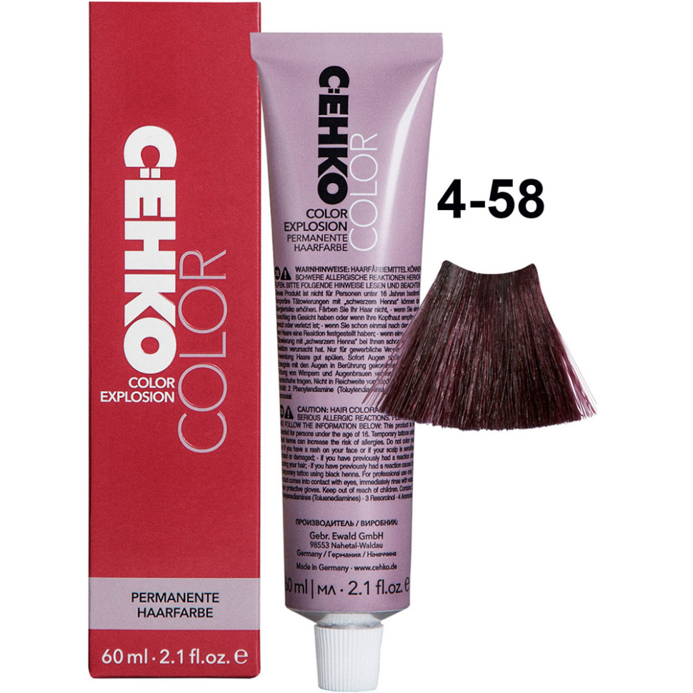 

Крем-краска для волос C:ehko Color Explosion 4-58 темная вишня 60 мл, Красный