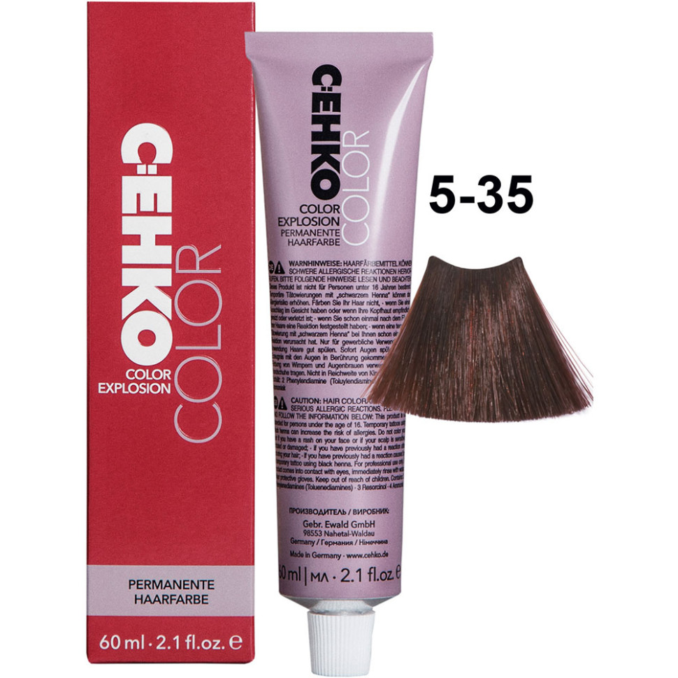

Крем-краска для волос C:ehko Color Explosion 5-35 золотисто-красно-коричневый 60 мл, Золотистый;коричневый;красный
