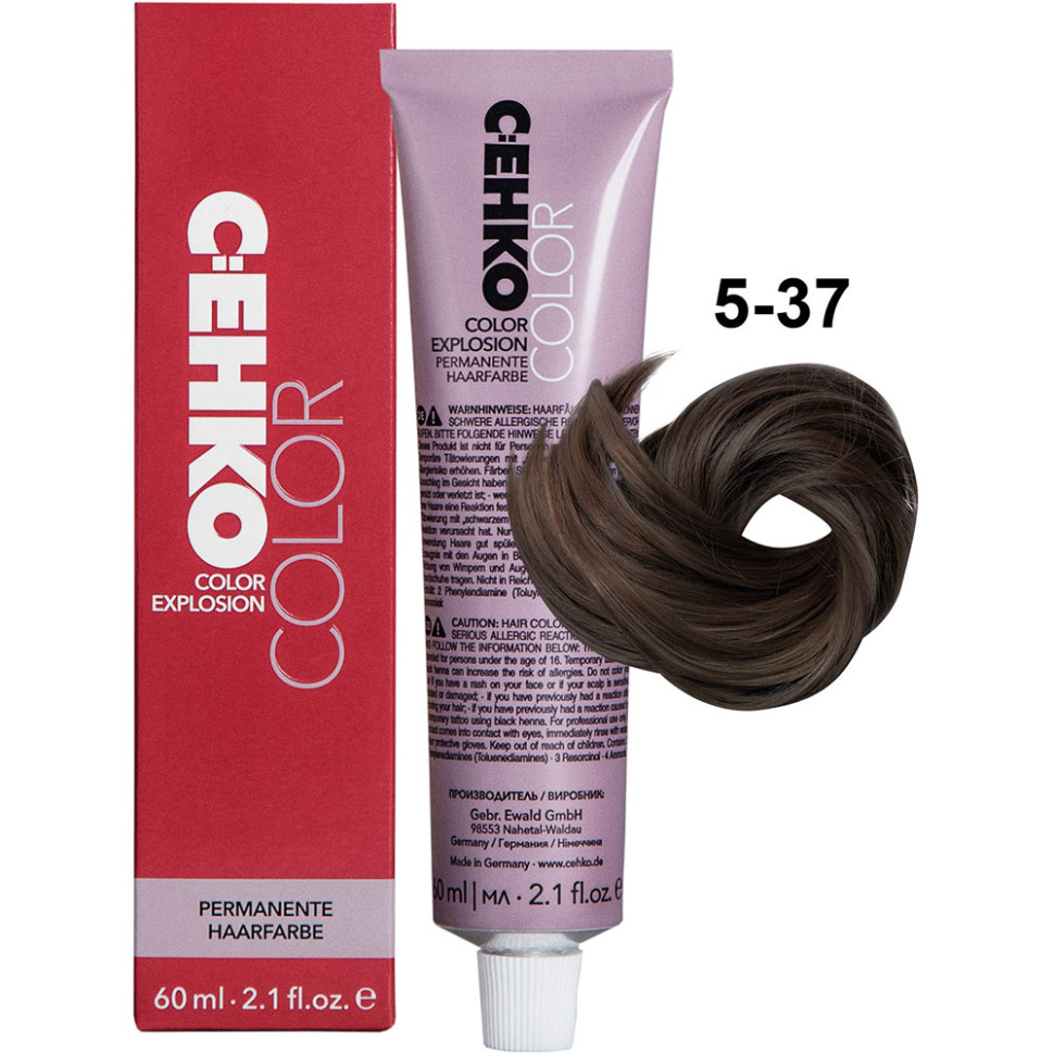 Крем-краска для волос C:ehko Color Explosion 5-37 светлый шатен золотисто-коричневый 60 мл пероксан c ehko 6% 1000 мл