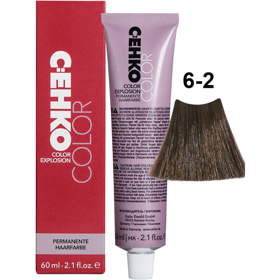 Крем-краска для волос C:ehko Color Explosion 6-2 темно-пепельный блондин 60 мл