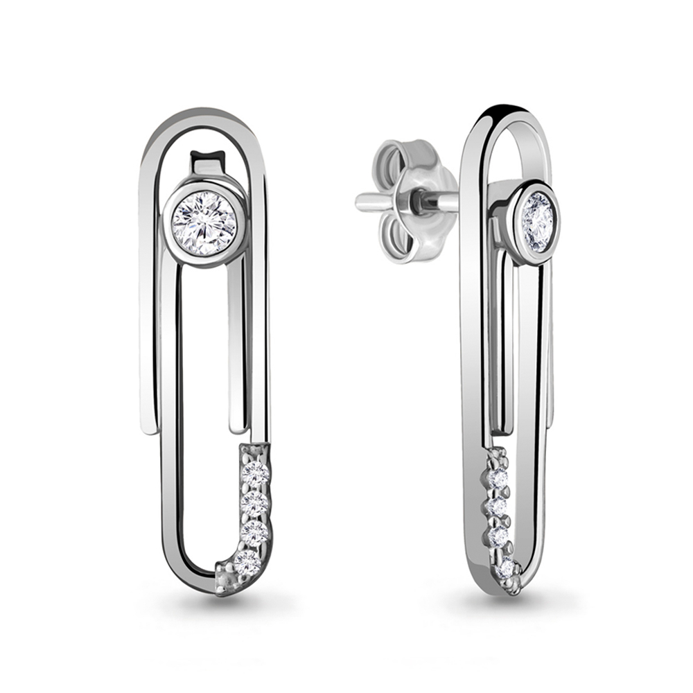 

Серьги из серебра с фианитом Aquamarine 48101А_925_р, 48101А_925_р