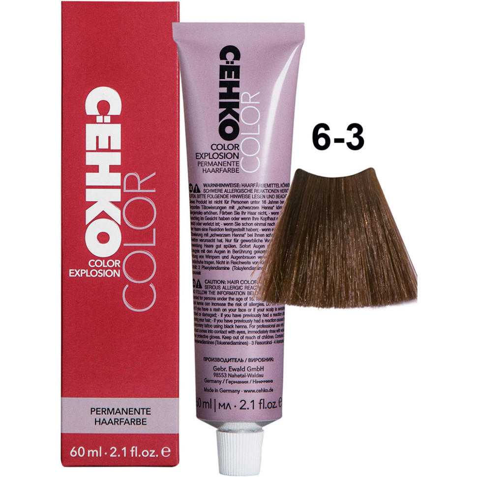 

Крем-краска для волос C:ehko Color Explosion 6-3 золотистый блондин 60 мл, Блонд