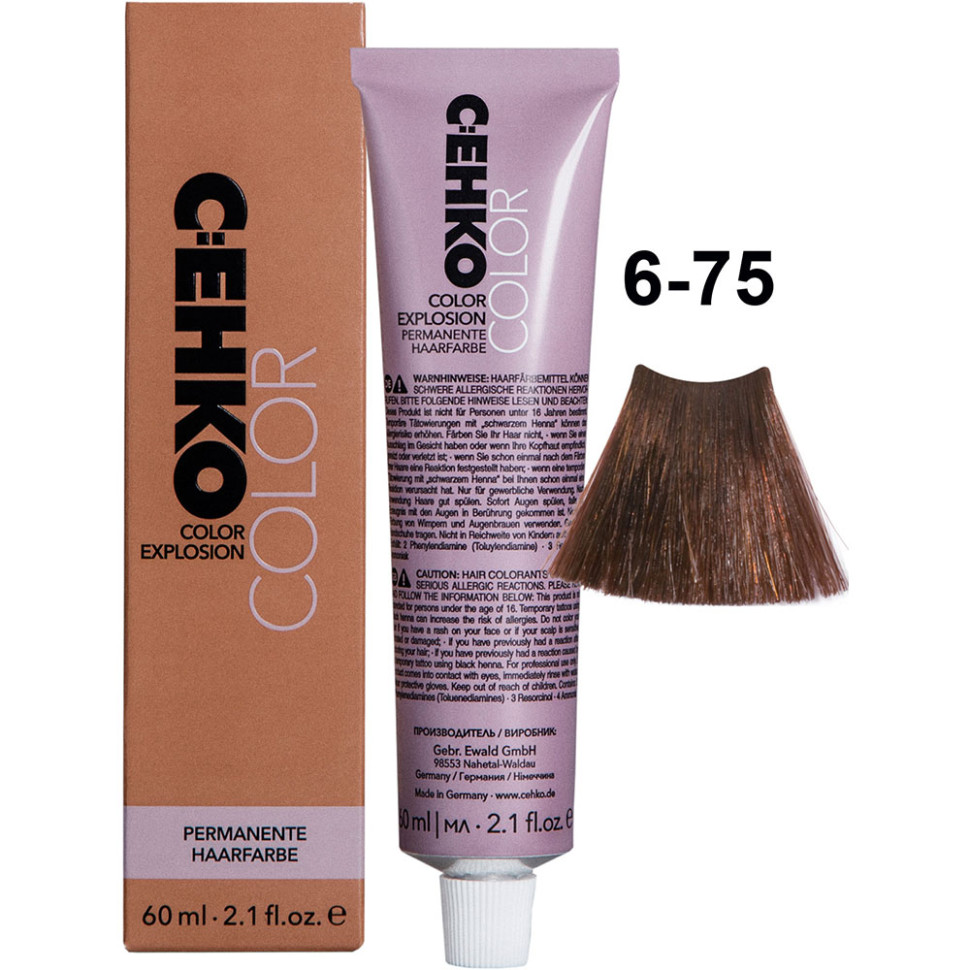 Крем-краска для волос C:ehko Color Explosion 6-75 ореховый 60 мл пероксан c ehko 6% 1000 мл