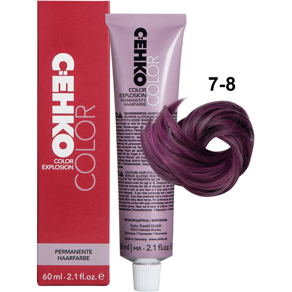 Крем-краска для волос C:ehko Color Explosion 7-8 средний блондин фиолетовый 60 мл пероксан c ehko 6% 1000 мл