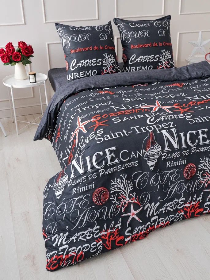 Постельное белье 1.5-спальное Павлина «Ницца», бязь, черный