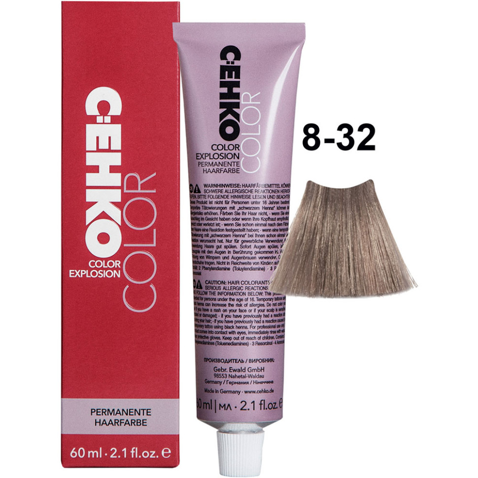 

Крем-краска C:ehko Color Explosion 8-32 светло-золотистый пепельный блондин 60 мл, Пепельный;блонд