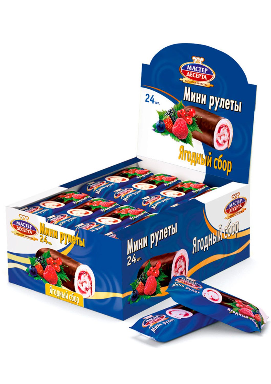 

Мини-рулеты ягодный сбор бисквитные (24шт х 35г), Мастер десерта