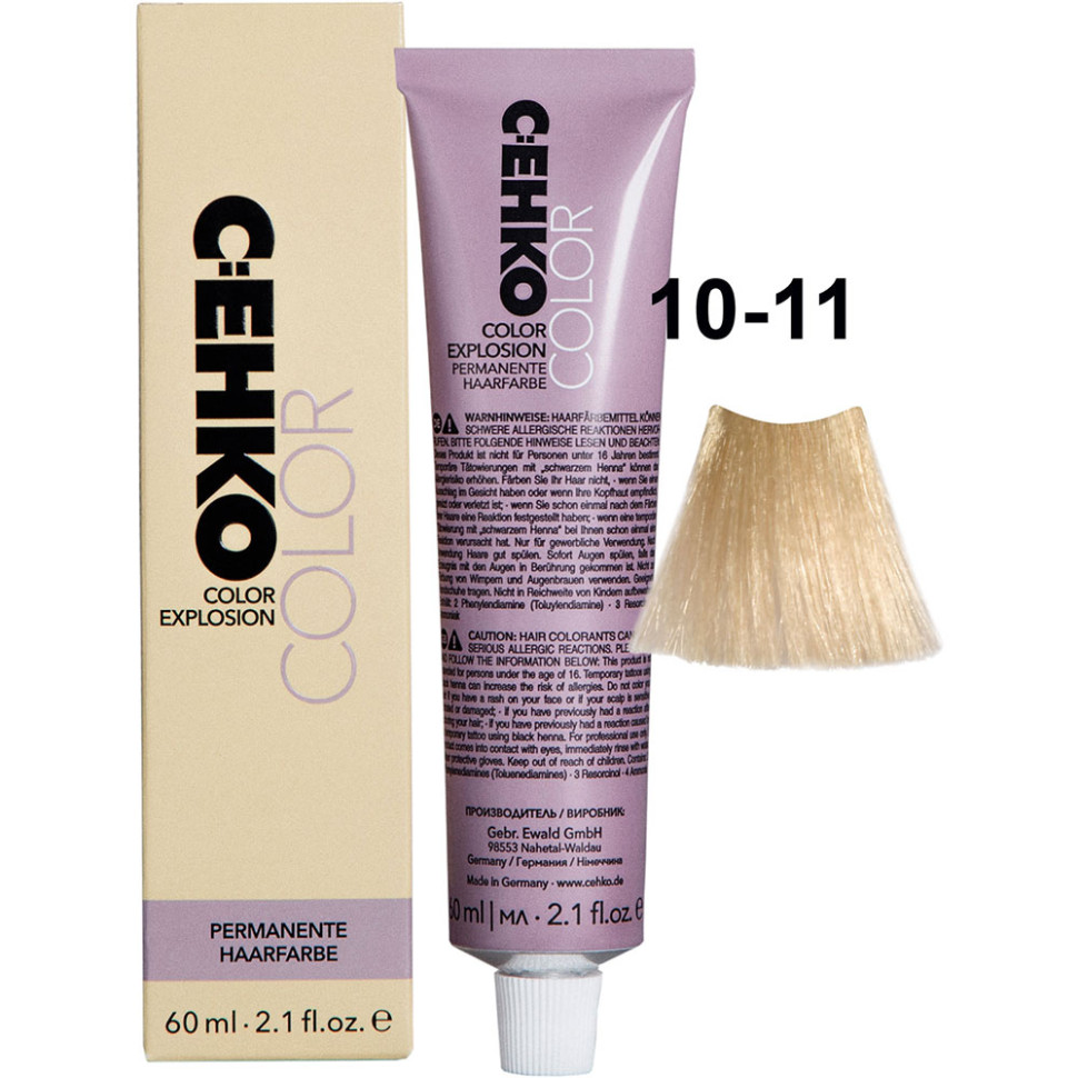 Крем-краска для волос C:ehko Color Explosion 10-11 ультра-светлый жемчужный блондин 60 мл