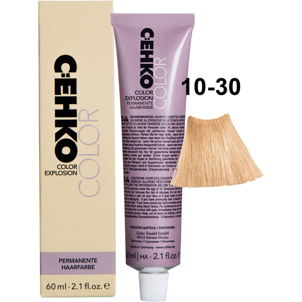 Крем-краска для волос C:ehko Color Explosion 10-30 ультра-светлый золотистый блондин 60 мл c ehko care basics серебристый шампунь 250
