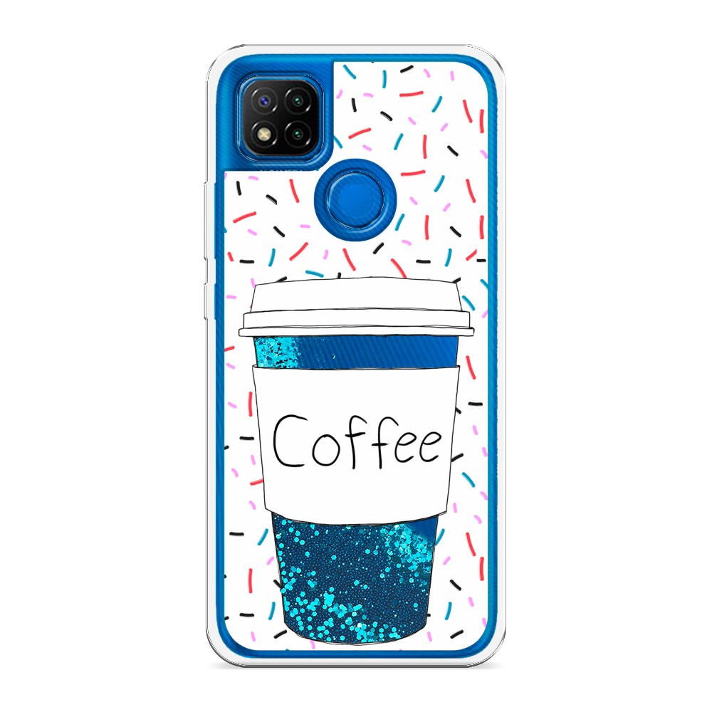 фото Жидкий чехол с блестками "coffee прозрачный стакан" на xiaomi redmi 9c awog