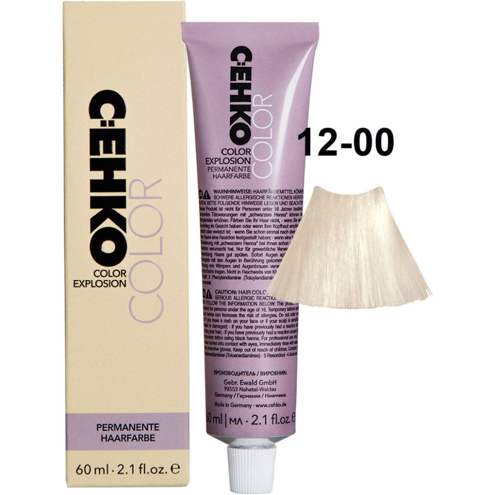Крем-краска для волос C:ehko Color Explosion 12-00 платиновый блондин 60 мл пероксан c ehko 6% 1000 мл