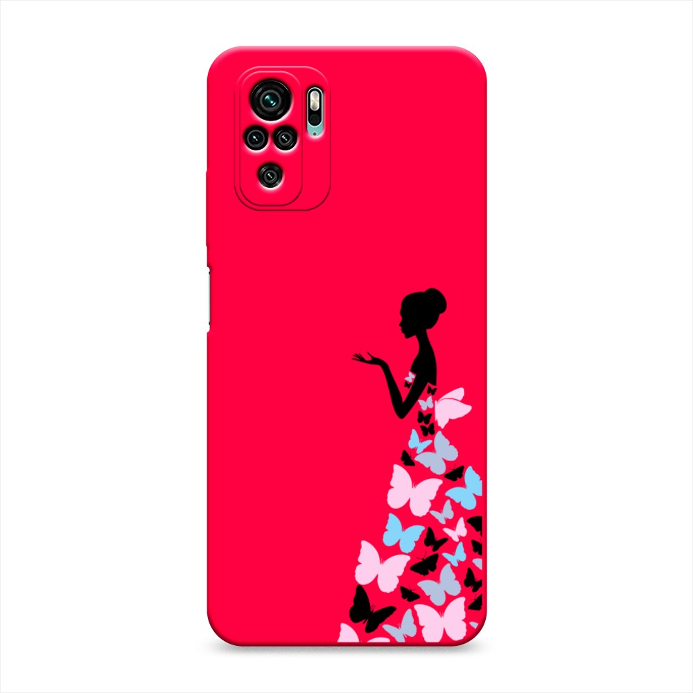 фото Матовый силиконовый чехол "платье из бабочек" на xiaomi redmi note 10s awog