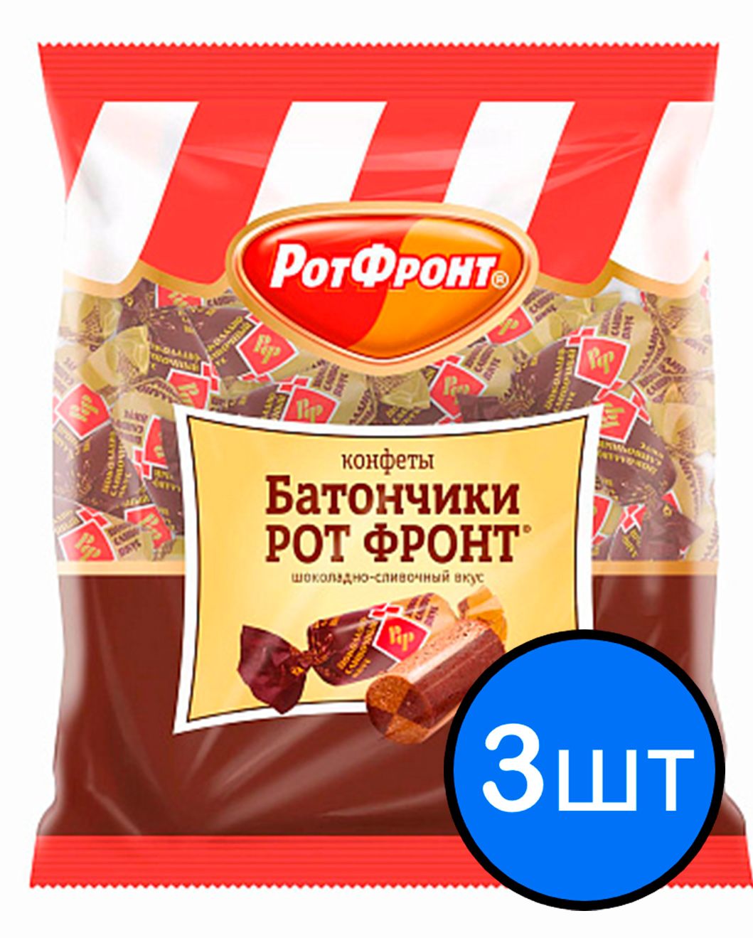 

Конфеты Батончики шоколадно-сливочные, Рот Фронт, 250г х 3шт