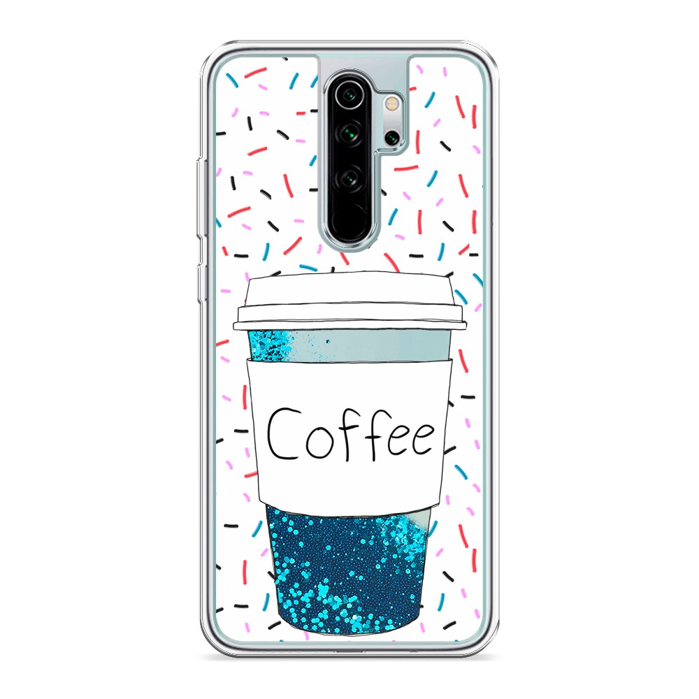 фото Жидкий чехол с блестками "coffee прозрачный стакан" на xiaomi redmi note 8 pro awog