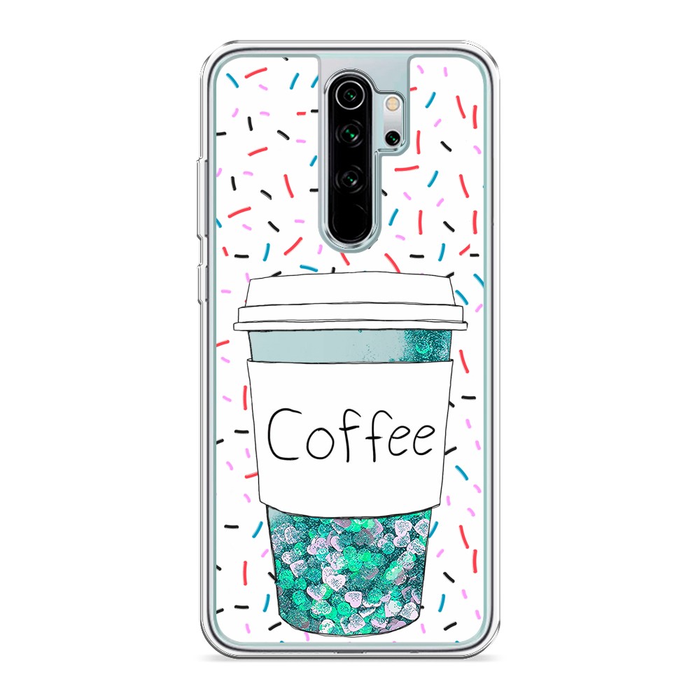 фото Жидкий чехол с блестками "coffee прозрачный стакан" на xiaomi redmi note 8 pro awog