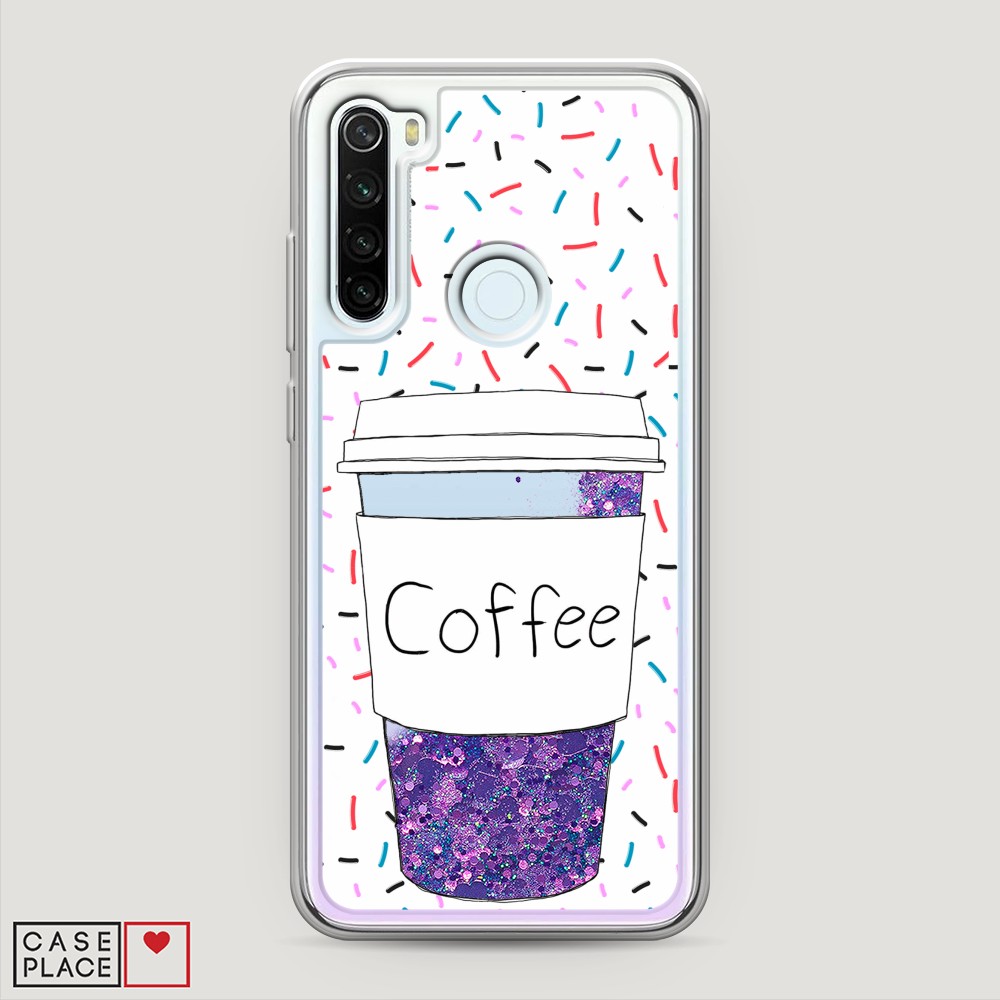 фото Жидкий чехол с блестками "coffee прозрачный стакан" на xiaomi redmi note 8t awog