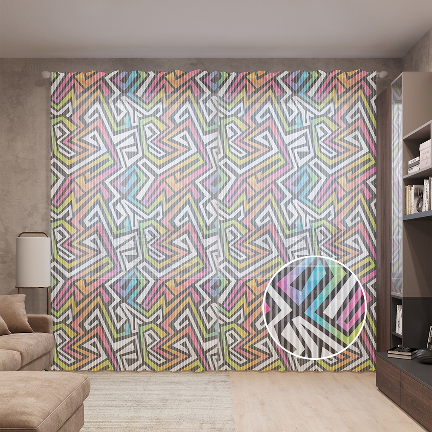 

Тюль вуаль на шторной ленте с принтом JoyArty "Абстрактные линии", 310х265 см, Абстрактные линии