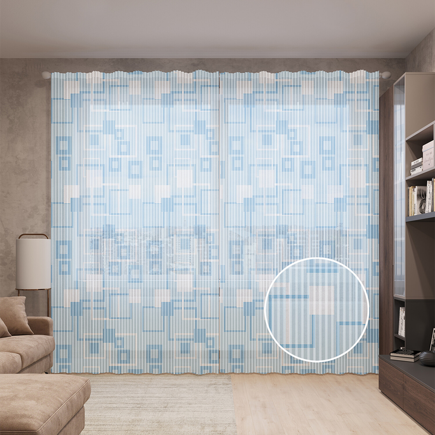 

Тюль вуаль на шторной ленте с принтом JoyArty "Наложение квадратов", 310х265 см, Наложение квадратов