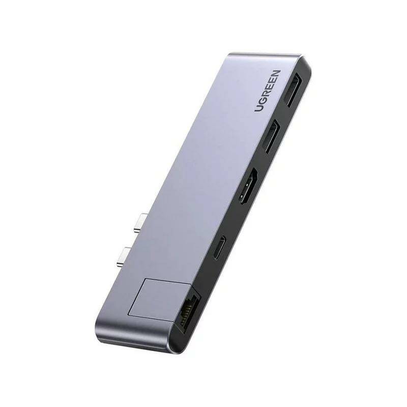 

USB-концентратор Ugreen для MacBook (HUB), 2 x USB 3.0, HDMI, RJ45, Thunder Bolt 3 50984, 50984