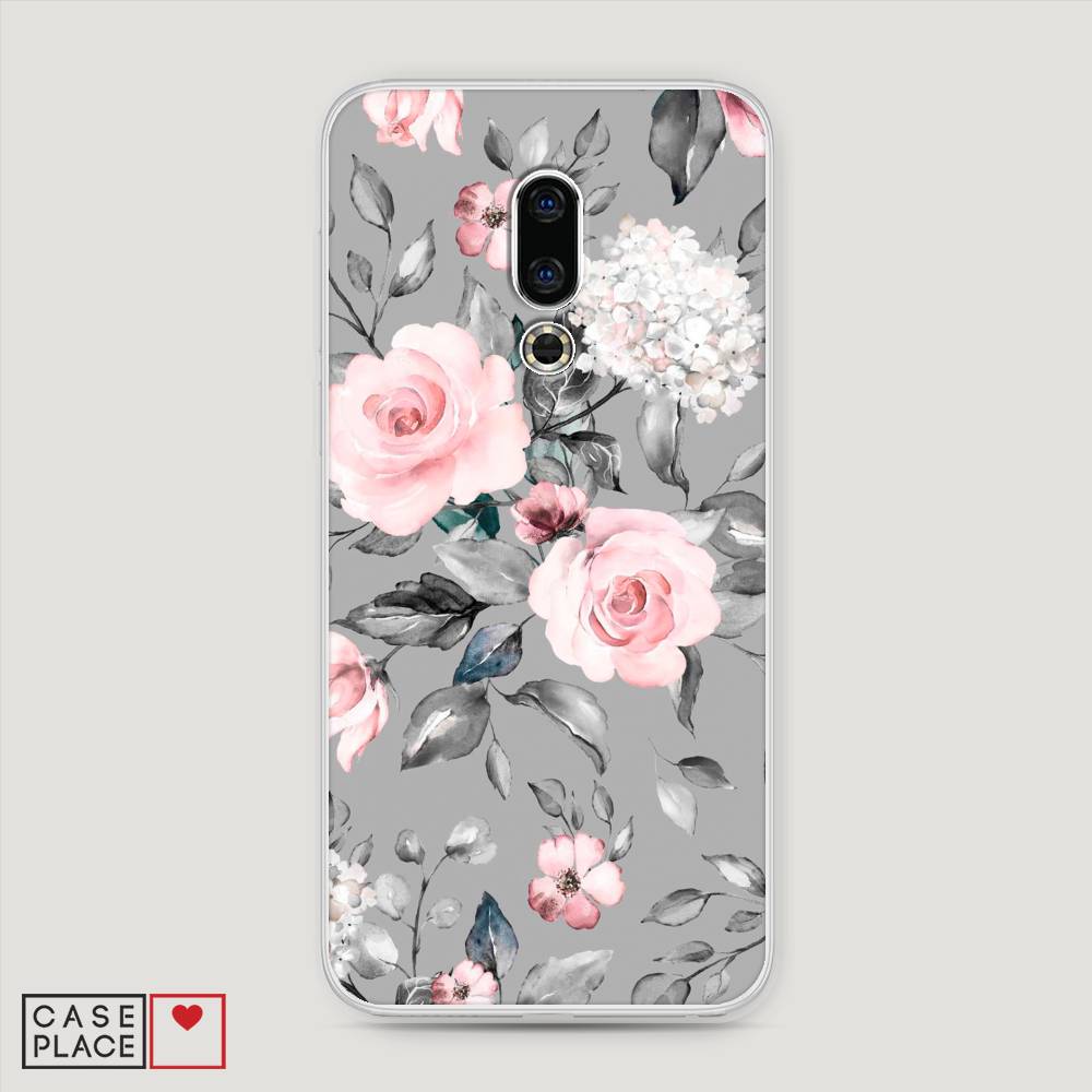 

Чехол Awog "Розы на сером" для Meizu 16th, 72750-8