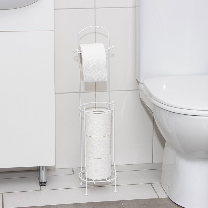фото Держатель-стойка для туалетной бумаги доляна, цвет белый