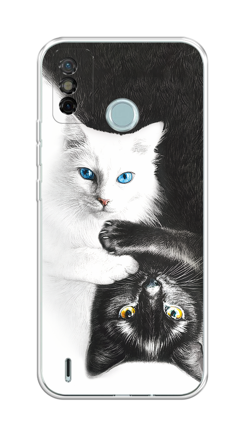 

Чехол на Tecno Spark 6 Go "Коты Инь-Янь", Черный;белый;голубой, 300250-1