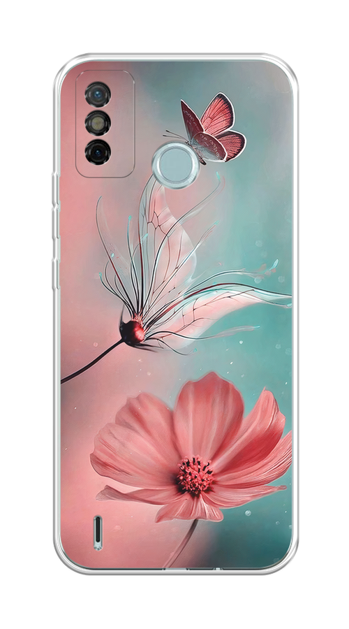 

Чехол на Tecno Spark 6 Go "Бабочка и цветок", Голубой;розовый, 300250-1